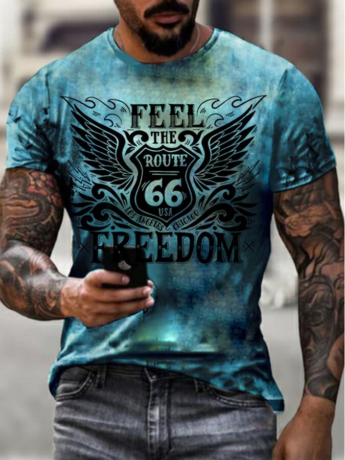 Herren Fashion Vintage Biker 3D T-Shirt Rundhals Unisex Sommer Streetwear