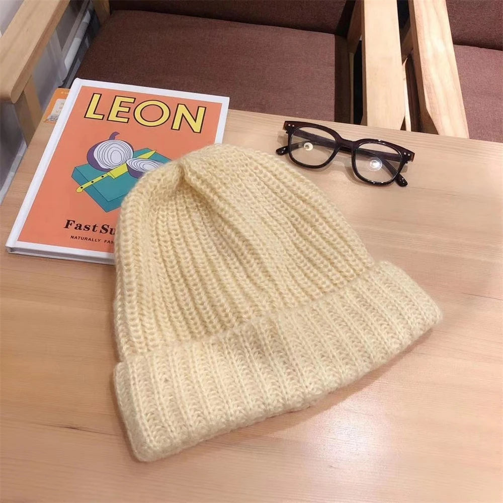 Winter Gestrickte frauen Hüte Schloss Temperatur Warme Unisex Caps Haut-freundliche Weiche Großen Kopf Woolen Beanie Kleidung Zubehör