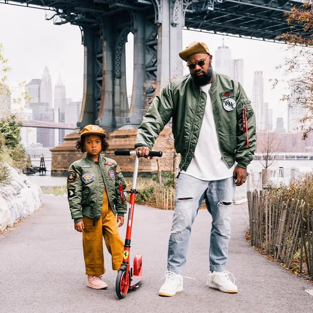 Jungen Mädchen Kinder US Army Ma-1 Bomber Jacke Fliegerjacke Pilotenjacke