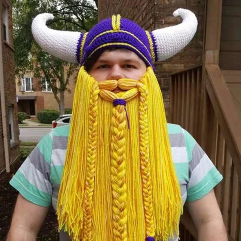 Warme Herren Damen Wintermütze Vikings Woll Mütze Strickmütze Kappe Hut Unisex