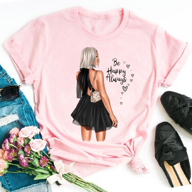 Damen Sommer Top 3D Shut Up T-Shirt Rundhals Streetwear lockeres Damentop