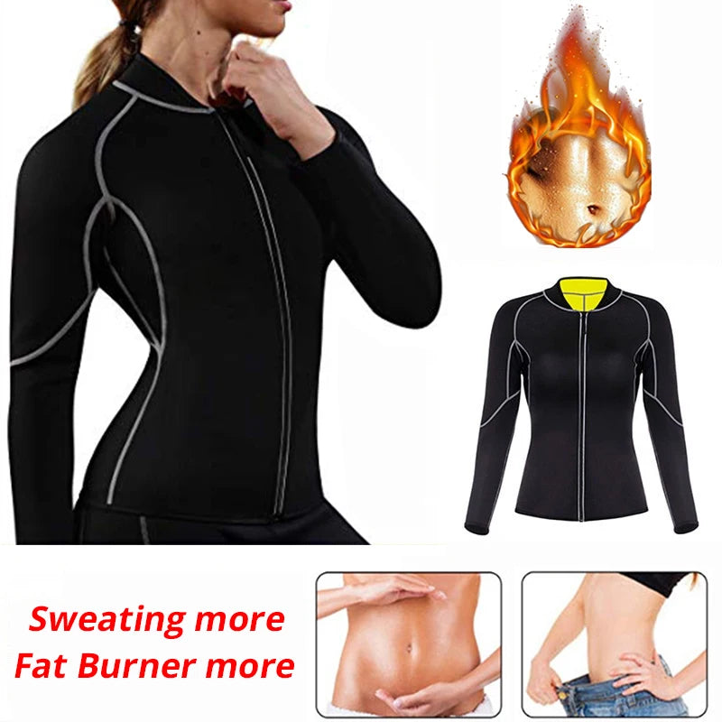Damen Sauna Weste Abnehmen Anzug Schwitz Hose Sport Shirt Polymer Fitness Yoga
