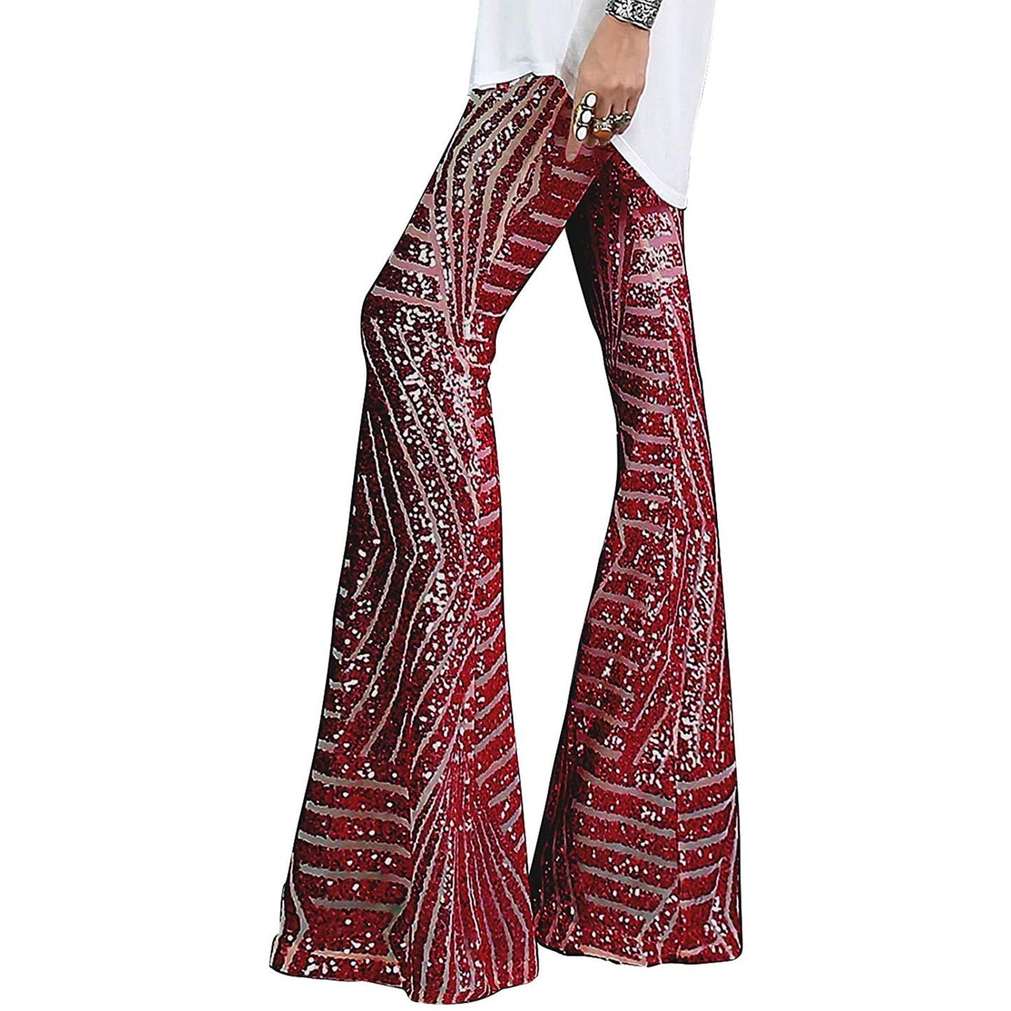 Damen Yoga Hose Bootcut Hüftjeans Schlaghose Hip Retro Flared Leggins