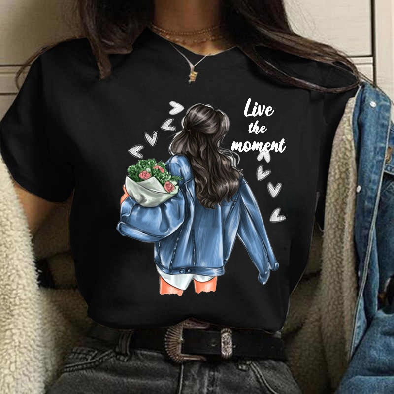 Damen Sommer Top 3D Shut Up T-Shirt Rundhals Streetwear lockeres Damentop