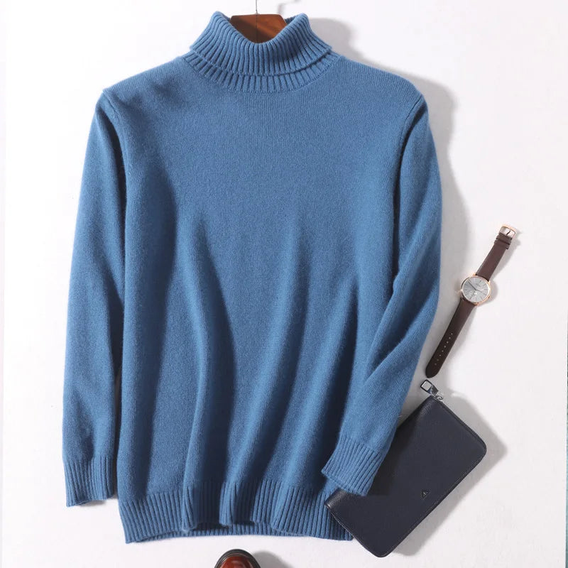 Herren Rollkragen Pullover Sweatshirt Langarm Pulli Sweater Shirt 100% Kaschmir