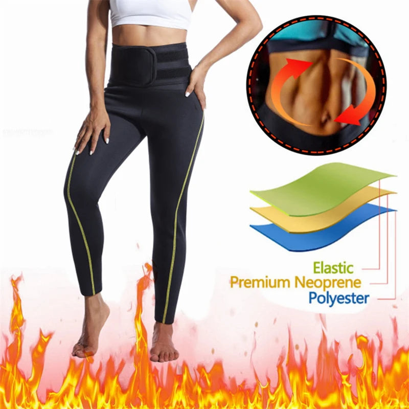 Damen Neopren Sauna Hose Schwitzhose Yogahose Thermoeffekt Abnehmen Hose Leggins