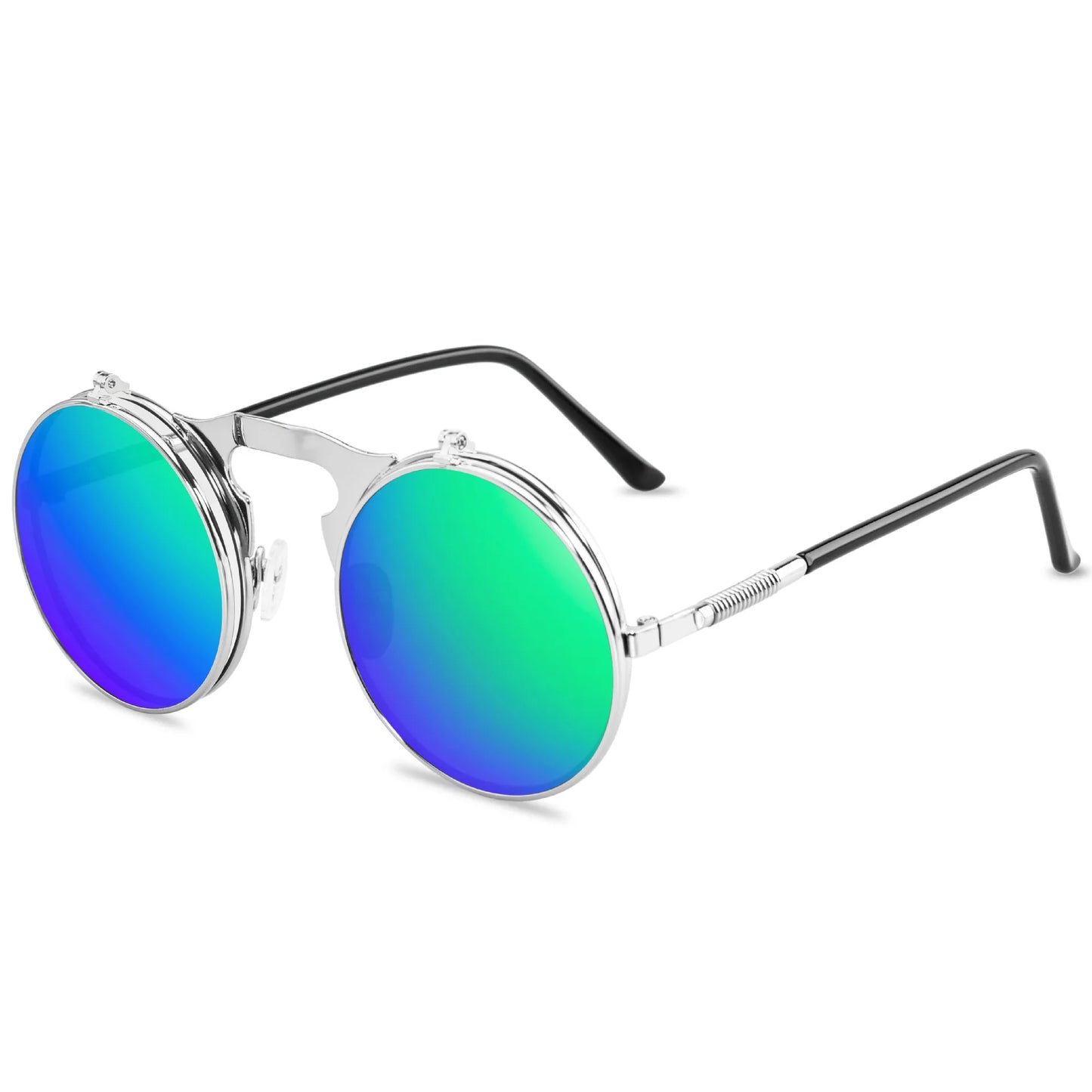 Damen Sonnenbrille Luxus Modische runde Herren Flip Brille Vintage UV400