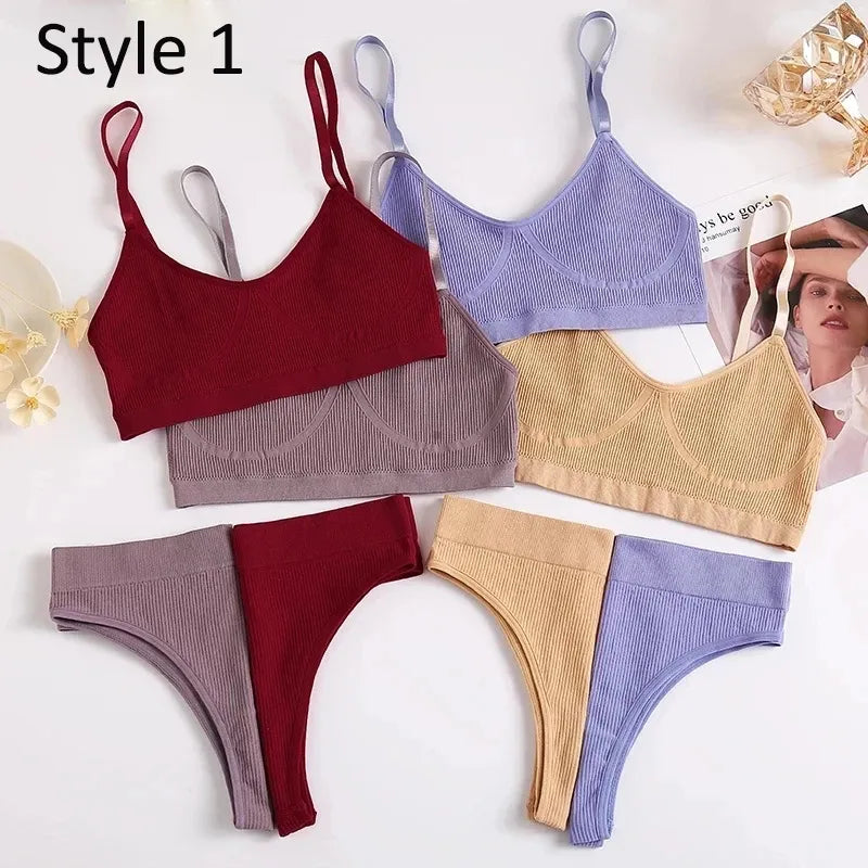 2Stk Frauen Unterwäsche BH Set Top Tanga Höschen Schlüpfer Slip Dessous