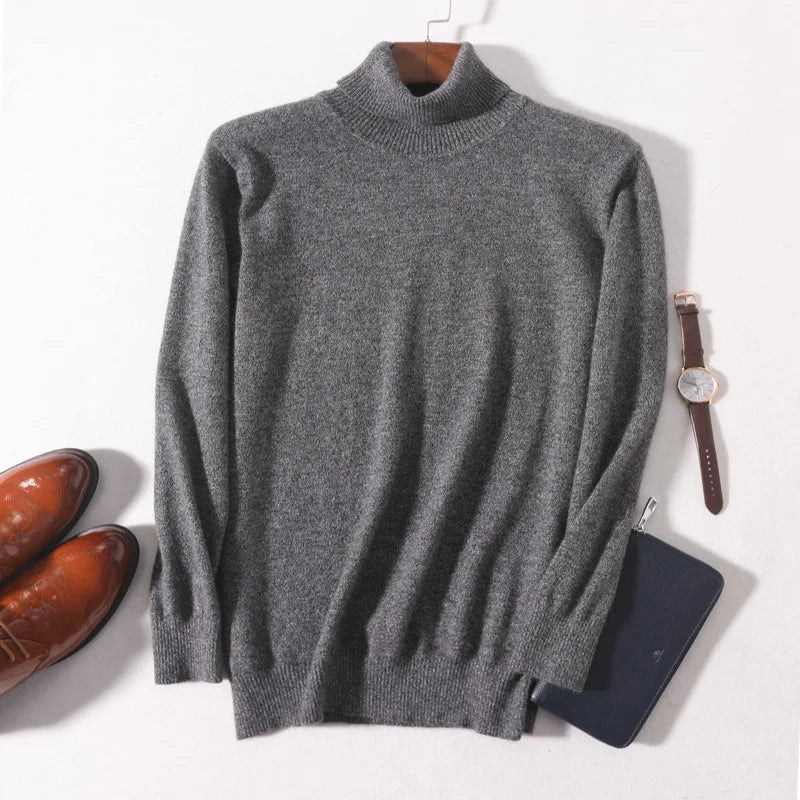 Herren Rollkragen Pullover Sweatshirt Langarm Pulli Sweater Shirt 100% Kaschmir