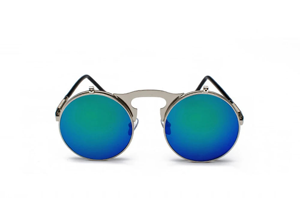 Damen Sonnenbrille Luxus Modische runde Herren Flip Brille Vintage UV400