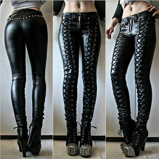 Sexy Leggins Donna Pantaloni Collant in Lattice Lucido Gothic Punk