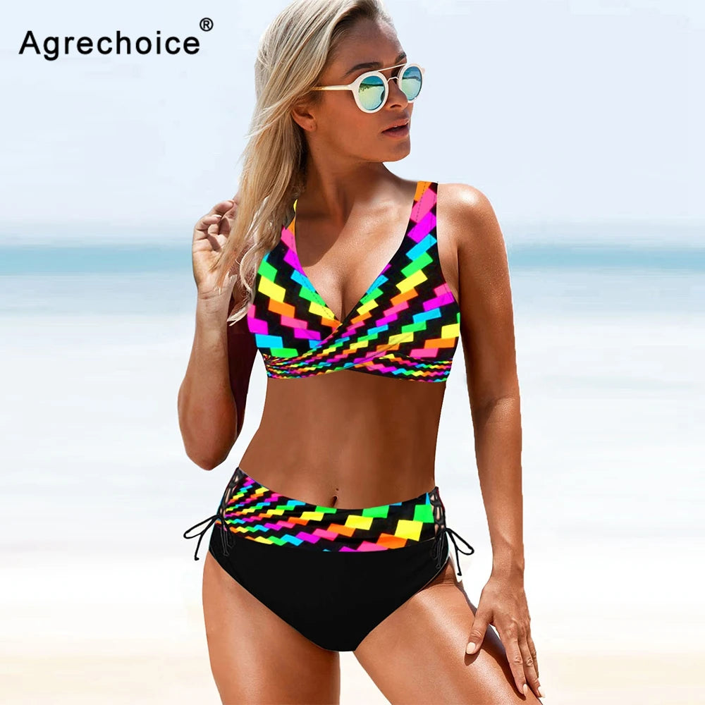 Damen Bademode Böhmisch Brasilianischer Bikini Set Sexy Push Up Tanga Badeanzug