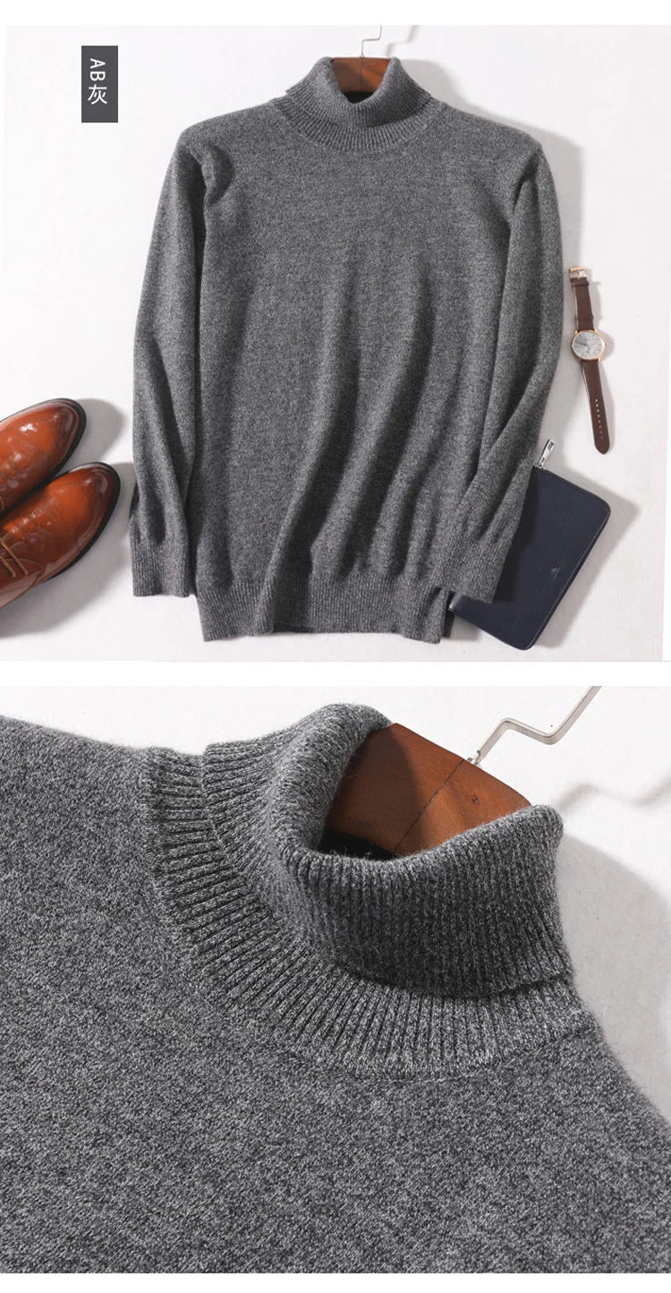 Herren Rollkragen Pullover Sweatshirt Langarm Pulli Sweater Shirt 100% Kaschmir