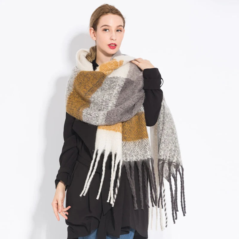Damen Winterschal Viskose Stola Schlauchschal Halstuch Strickschal Loop Schal