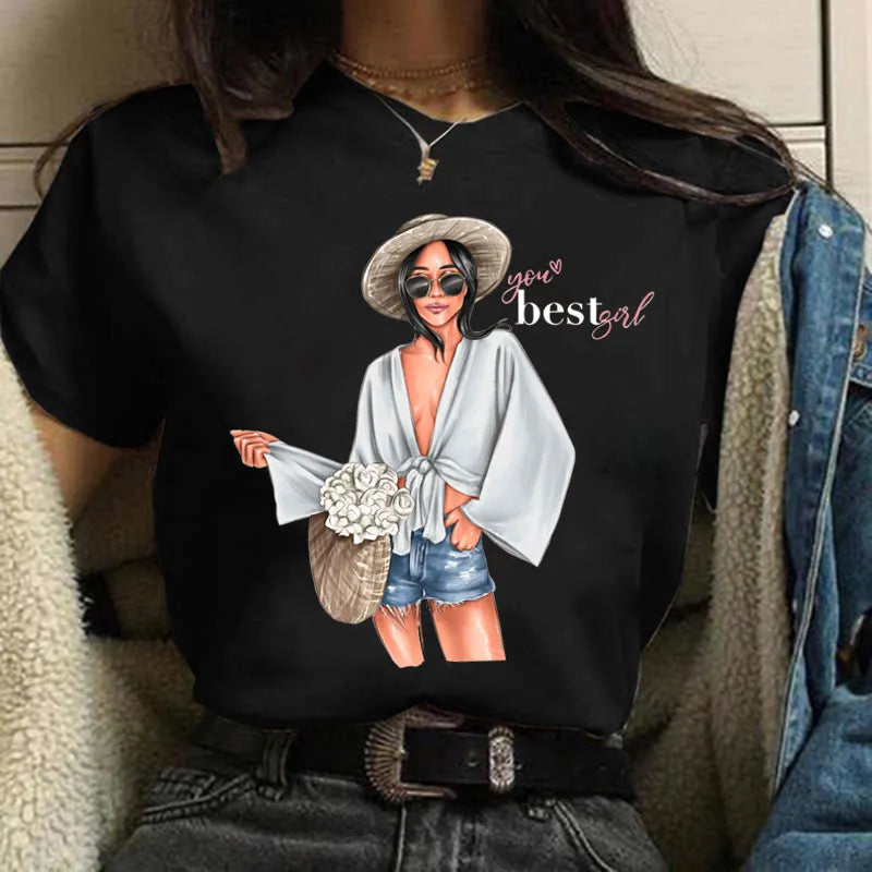 Damen Sommer Top 3D Shut Up T-Shirt Rundhals Streetwear lockeres Damentop