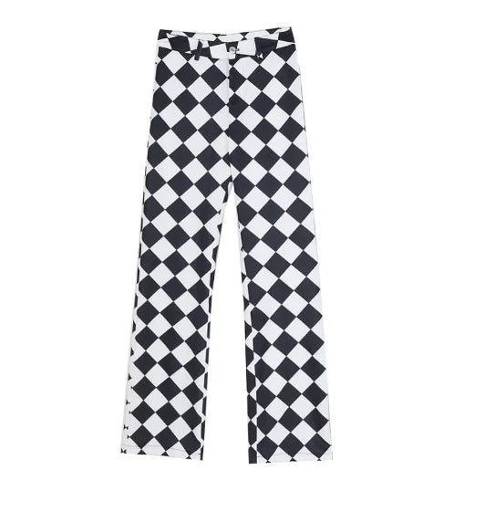 Damen Leggings Kariert Tartan Karo Muster Bootcut Hüftjeans Schlaghose Flared