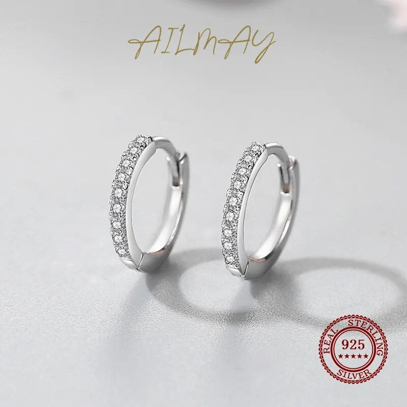1 Paar Creolen aus 925 Sterling Silber Ohrringe Zirkonia Ohrstecker NEU