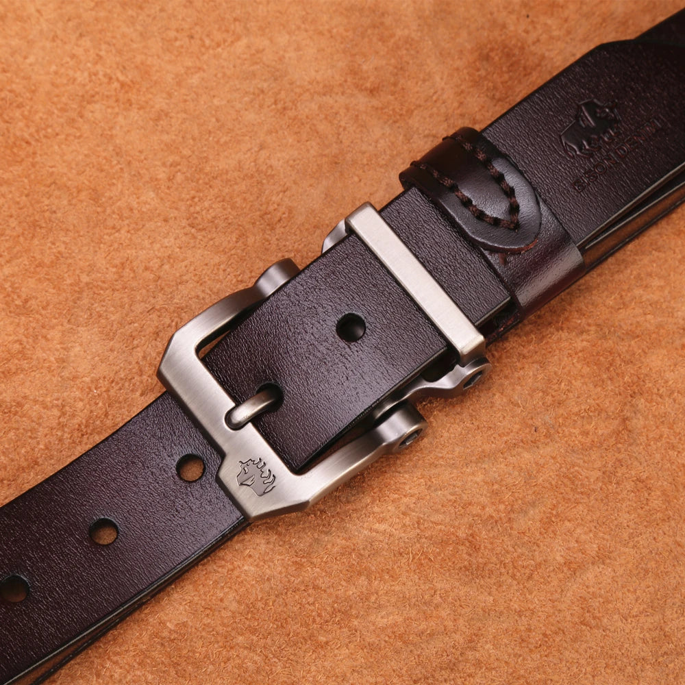 BISON DENIM Echtes Leder Gürtel Für Männer Geschenk Designer Jeans Gürtel männer Hohe Qualität Rindsleder Persönlichkeit Schnalle Vintage N71223