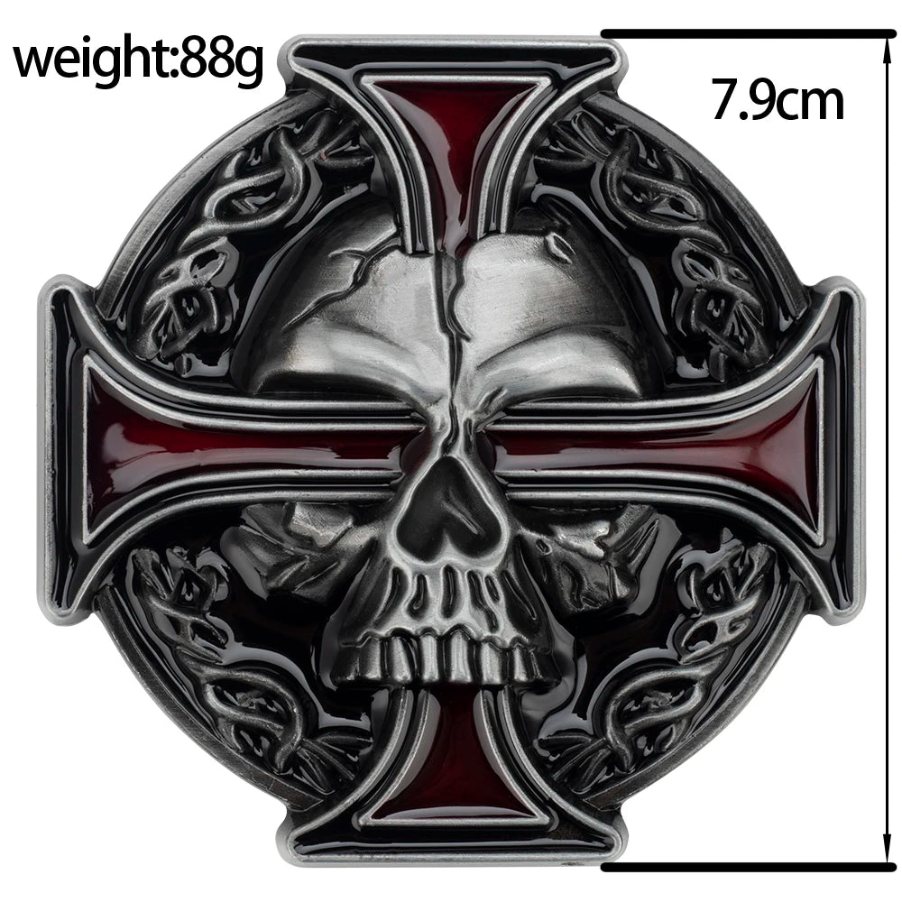 Skull Jeans-Gürtel Männer Totenkopf Schnalle Echt Leder Gürtel Schwarz Breit
