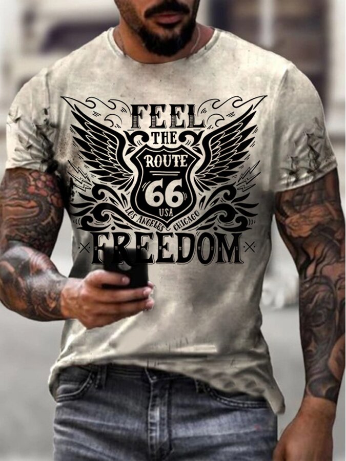 Herren Fashion Vintage Biker 3D T-Shirt Rundhals Unisex Sommer Streetwear