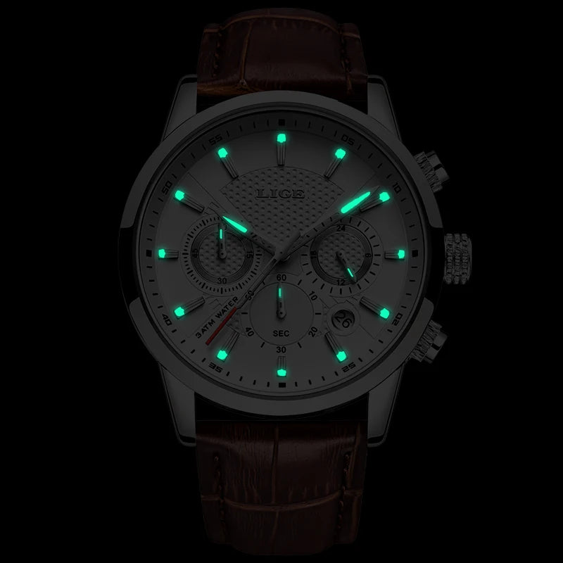 Herren Armbanduhr Digital Uhr Silber Edelstahl LED Quarzuhr Luxus Chronograph