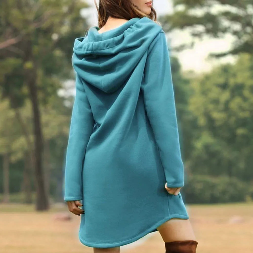 Damen Kapuzenpullover Minikleid Hoodie Sweatshirt Longtops Tunika Jumper Kleid
