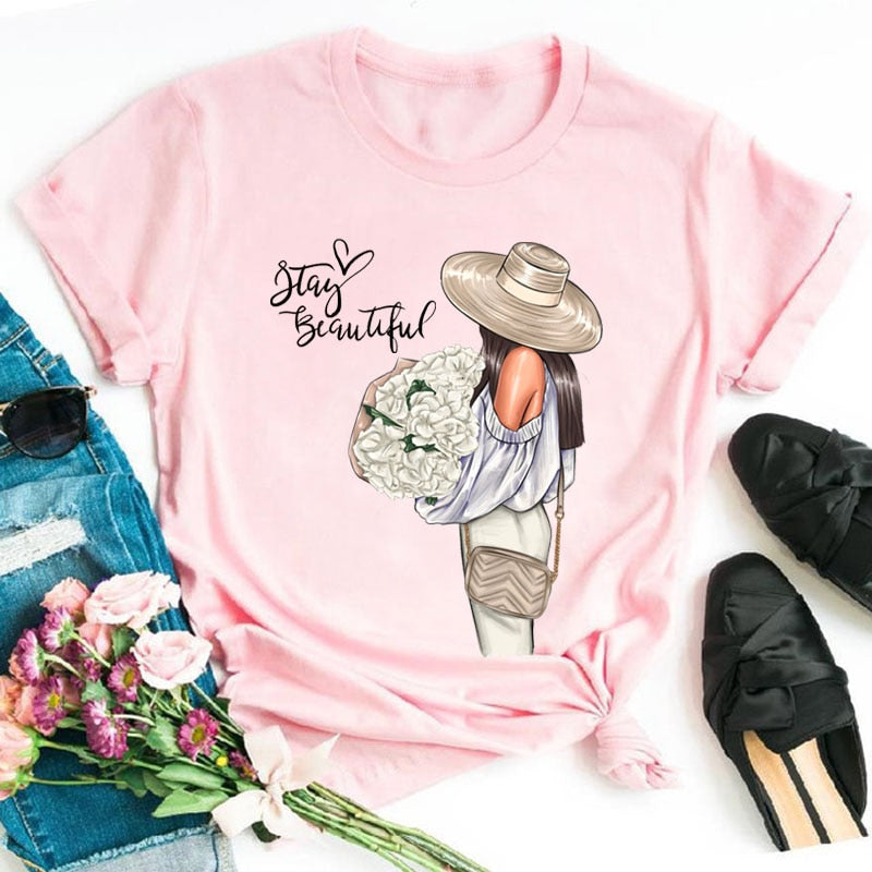 Damen Sommer Top 3D Shut Up T-Shirt Rundhals Streetwear lockeres Damentop
