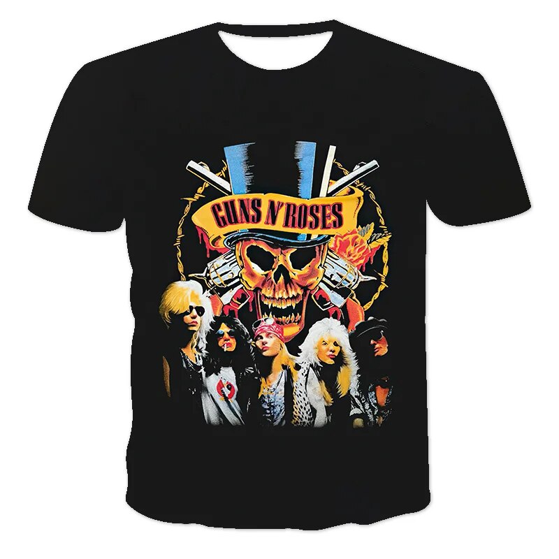 Fashion Herren Rock Band 3D T-Shirt Rundhals Unisex Sommer Streetwear