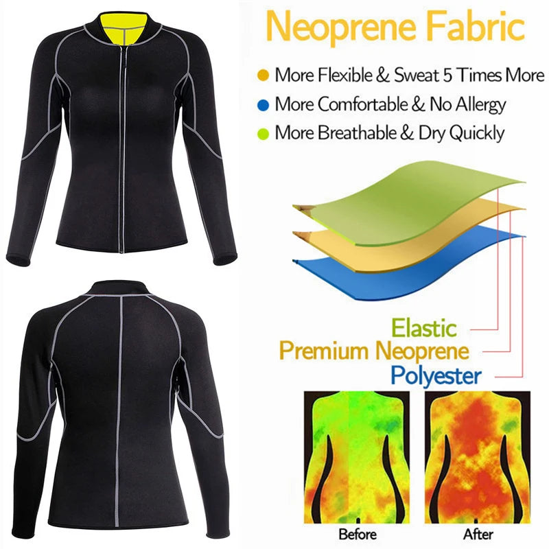 Damen Sauna Weste Abnehmen Anzug Schwitz Hose Sport Shirt Polymer Fitness Yoga