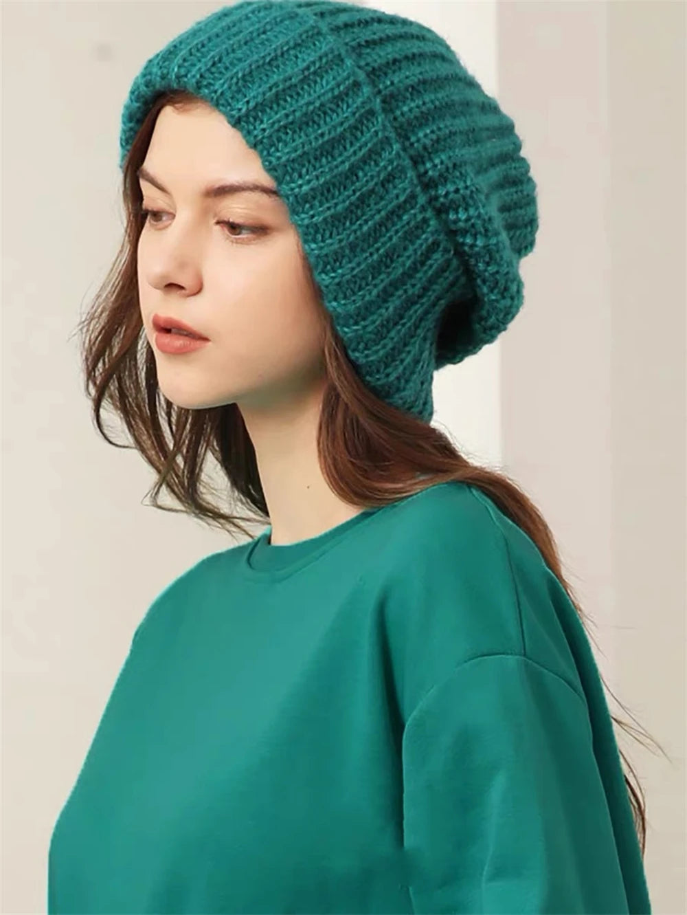 Winter Gestrickte frauen Hüte Schloss Temperatur Warme Unisex Caps Haut-freundliche Weiche Großen Kopf Woolen Beanie Kleidung Zubehör