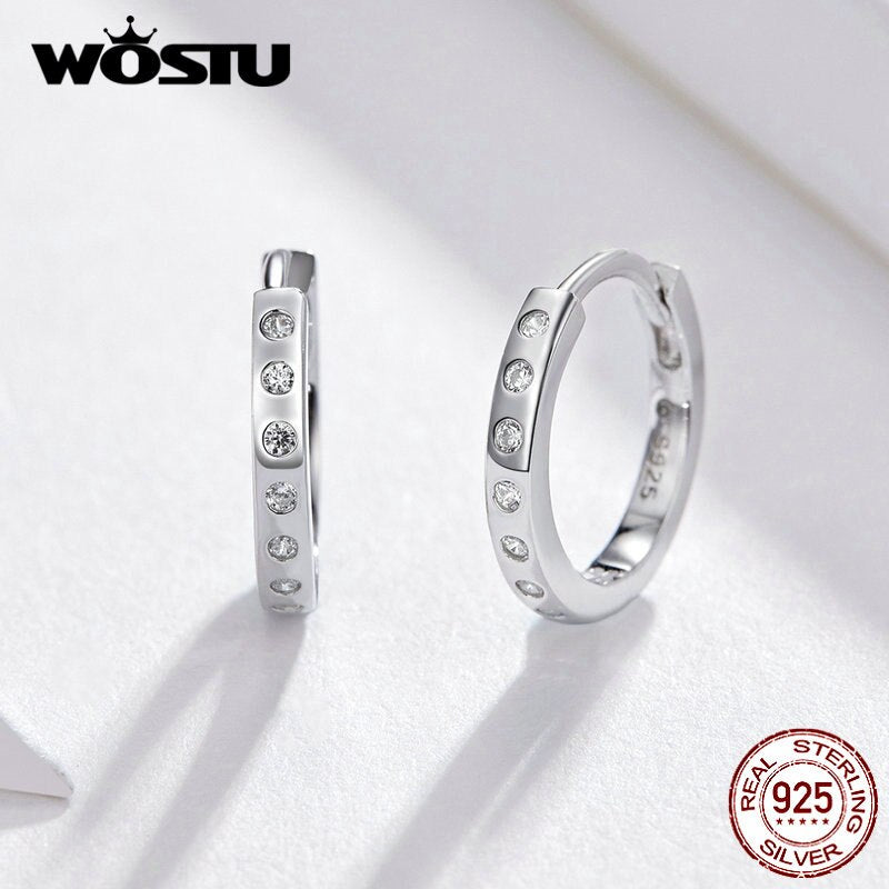 1 Paar Creolen aus 925 Sterling Silber Ohrringe Zirkonia Ohrstecker NEU