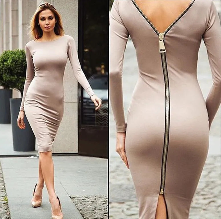 Damen Abendkleid Langarm Kleid Rock Wollkleid Cocktailkleid Strickkleid Bodycon