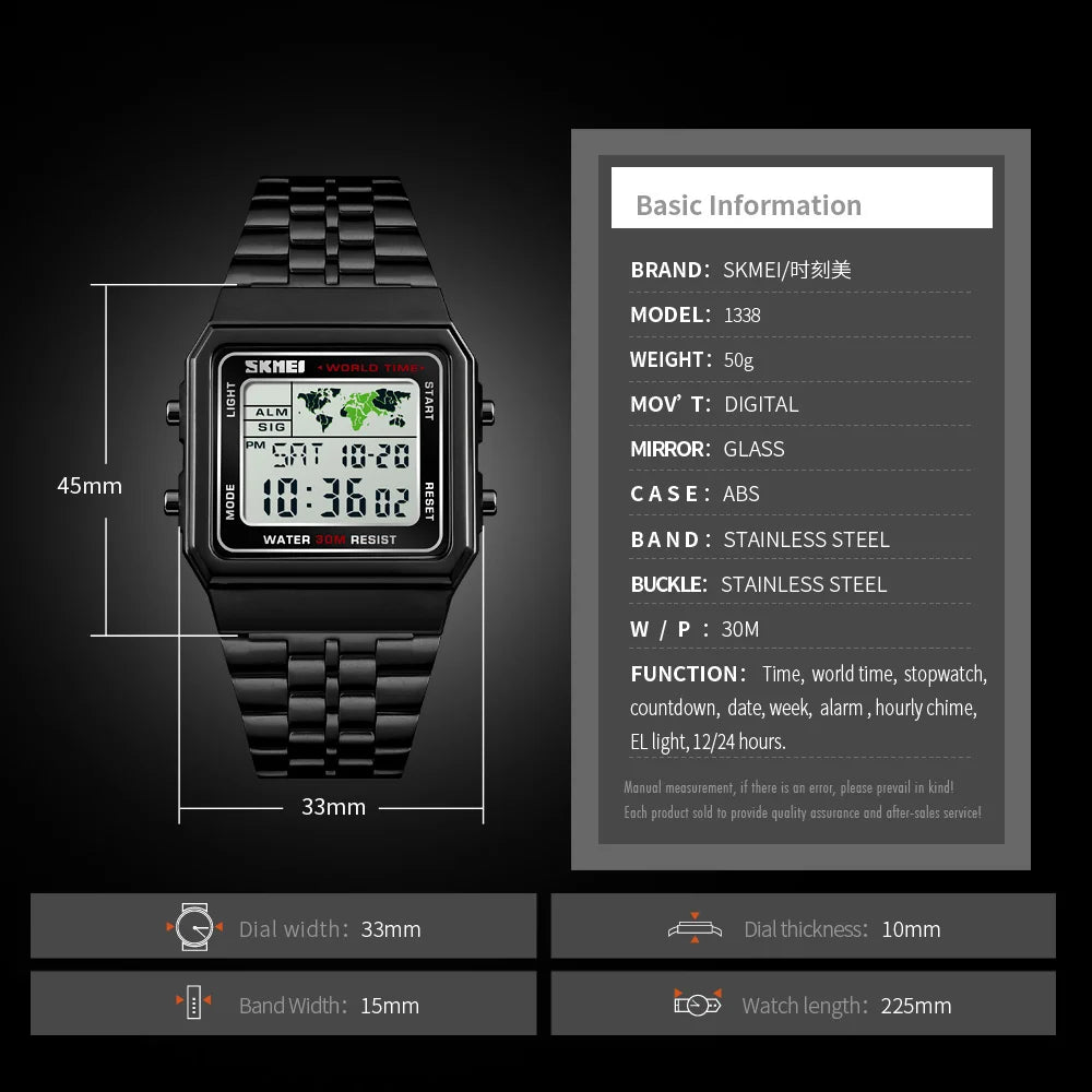 Herren Armbanduhr Digital Uhr Silber Edelstahl Quarzuhr Luxus Chronograph