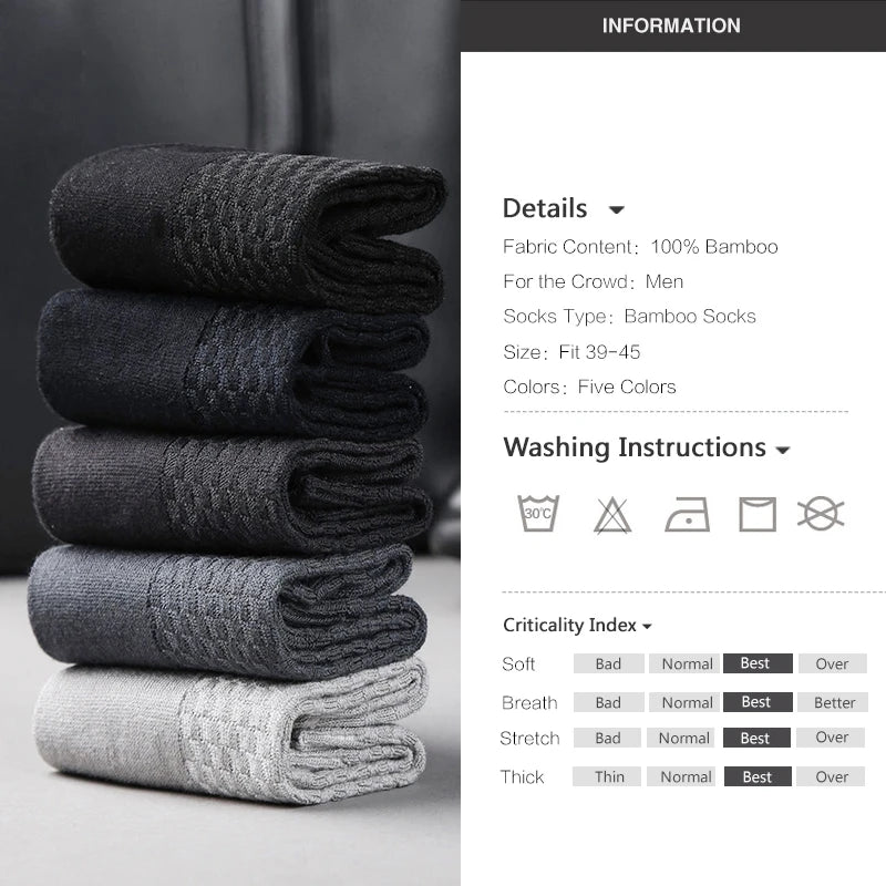 10 Paar Herren Business Socken aus Bambusfaser Atmungsaktives Größe 38-45