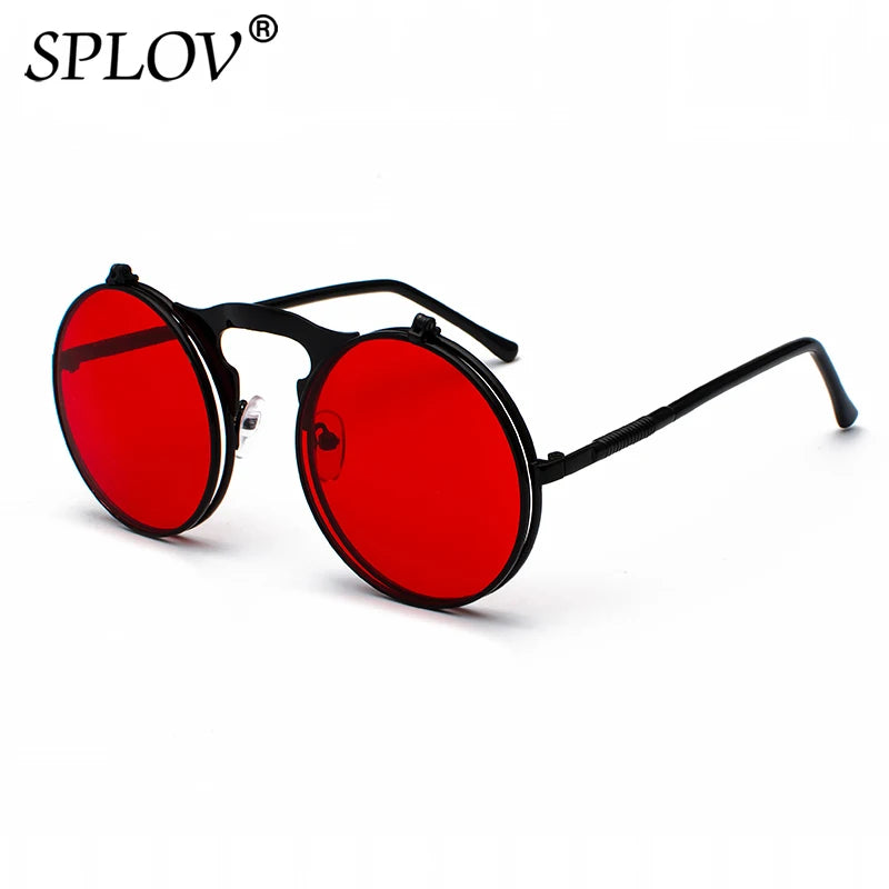 Damen Sonnenbrille Luxus Modische runde Herren Flip Brille Vintage UV400