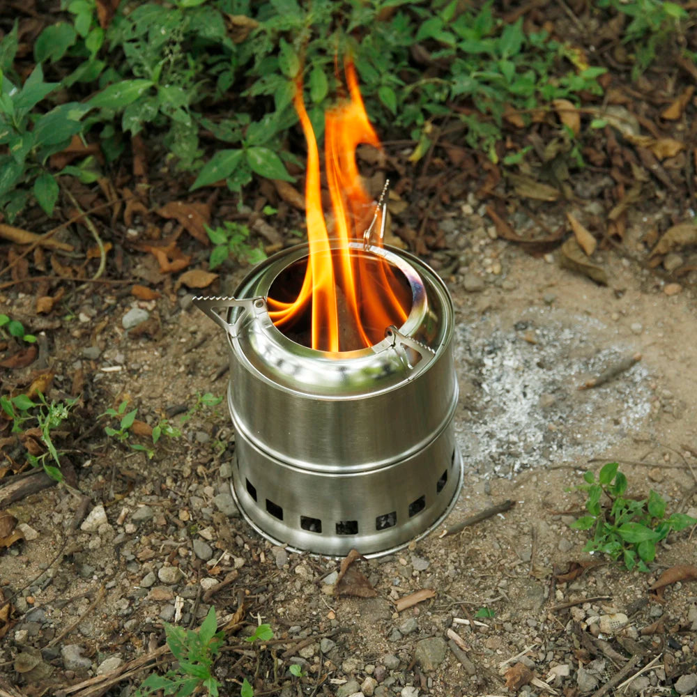 Outdoor Edelstahl Camping Falt Grill Klapp Kocher Holz Mini Ofen Herd BBQ