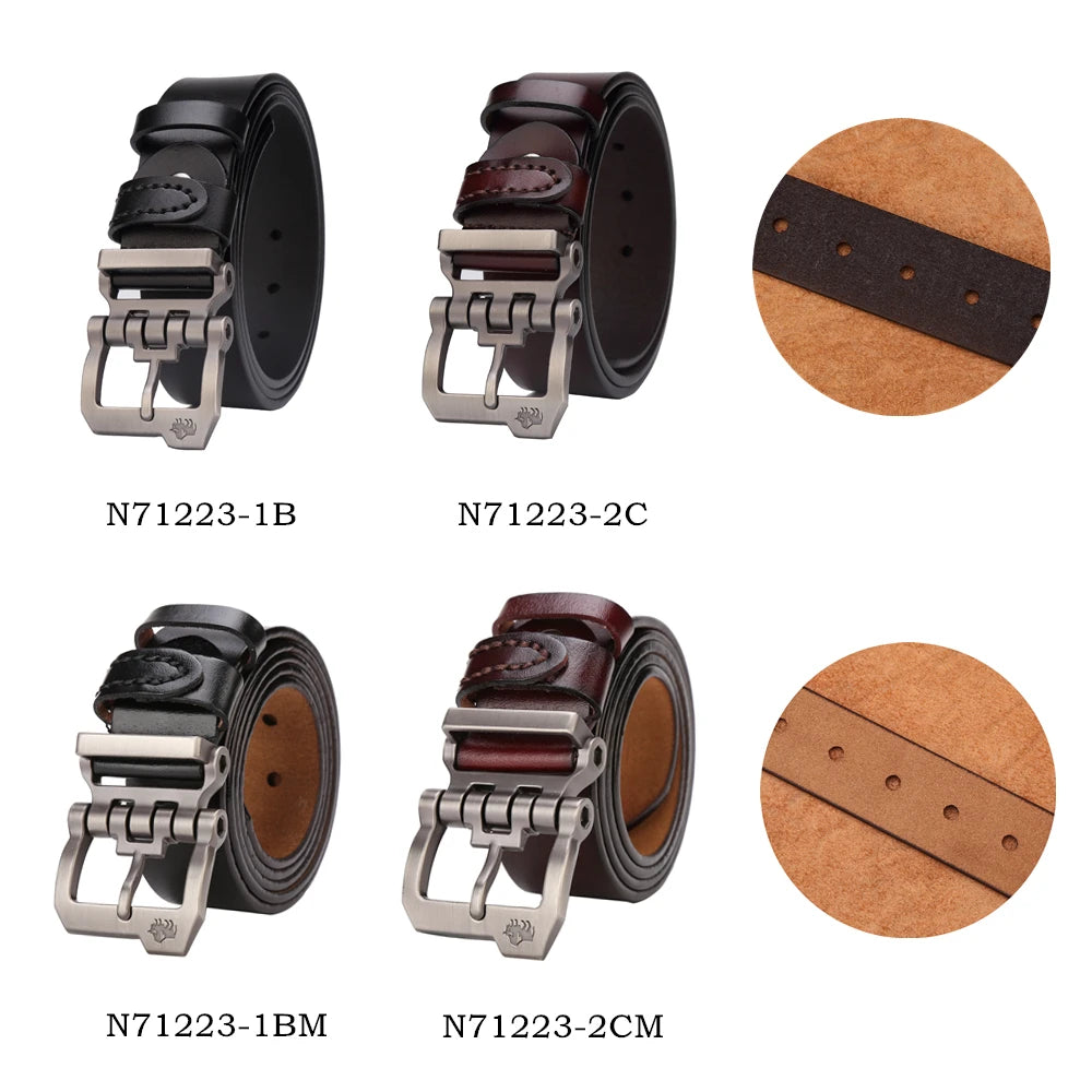 BISON DENIM Echtes Leder Gürtel Für Männer Geschenk Designer Jeans Gürtel männer Hohe Qualität Rindsleder Persönlichkeit Schnalle Vintage N71223