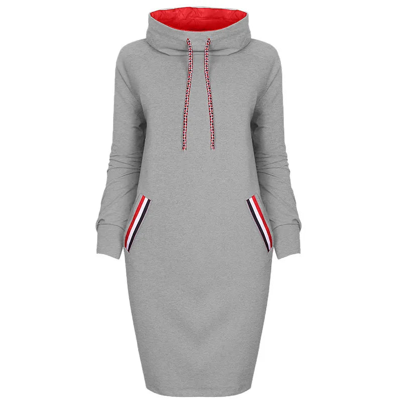 Frauen Langarm Minikleid Kapuzenpullover Kleid Hoodie Sweatshirt Sweatkleid