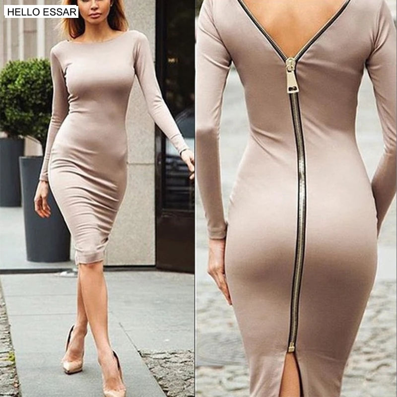 Damen Abendkleid Langarm Kleid Rock Wollkleid Cocktailkleid Strickkleid Bodycon