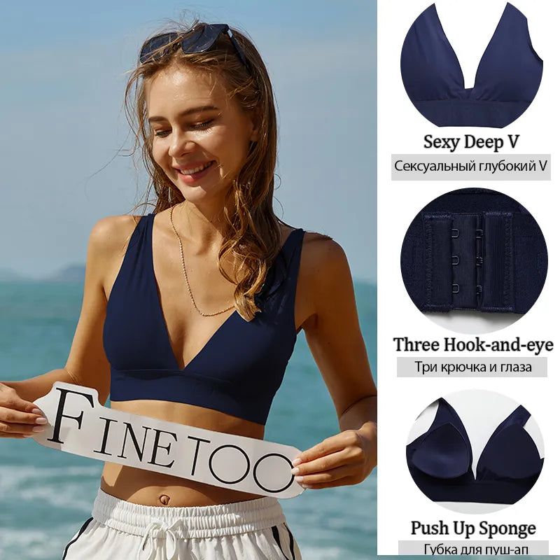 Damen Sommer Push Up BH Neckholder Tops T-Shirt Shirt Streetwear Sexy Damentop