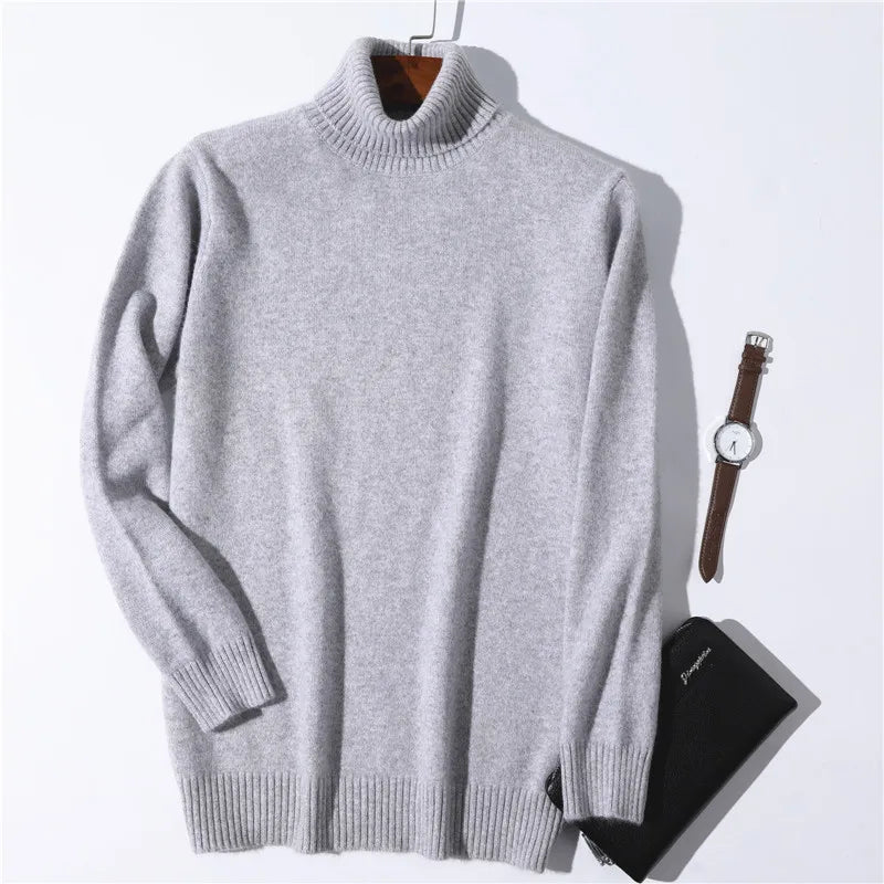 Herren Rollkragen Pullover Sweatshirt Langarm Pulli Sweater Shirt 100% Kaschmir