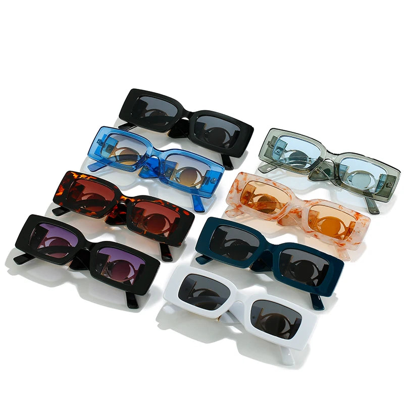 Luxus Sonnenbrille Damen Herren Brille Rechteck Gläser Pilotenbrille UV400