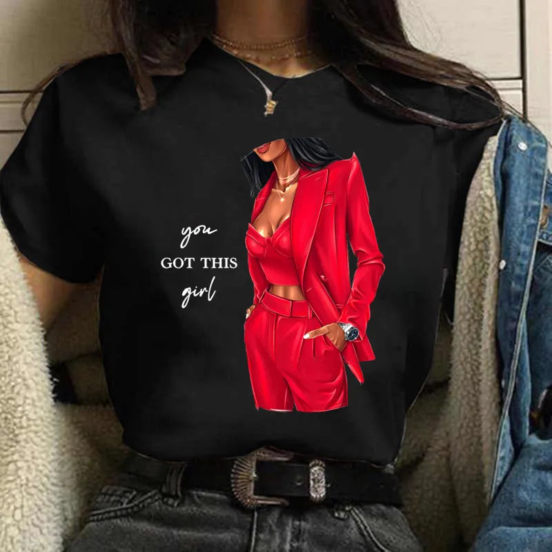 Damen Sommer Top 3D Shut Up T-Shirt Rundhals Streetwear lockeres Damentop