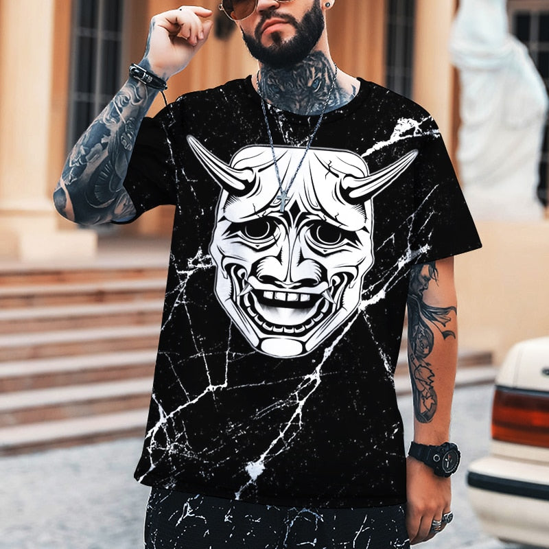 Herren Samurai Oversized 3D T-Shirt Rundhals Unisex Sommer Streetwear