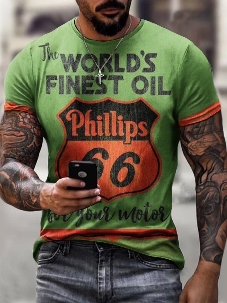 Herren Fashion Vintage Biker 3D T-Shirt Rundhals Unisex Sommer Streetwear
