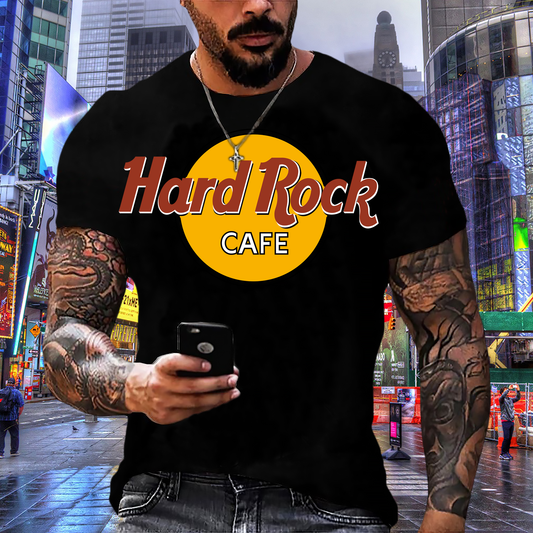 Herren Fashion Hard Rock T-Shirt Rundhals Unisex 100% Baumwolle Streetwear