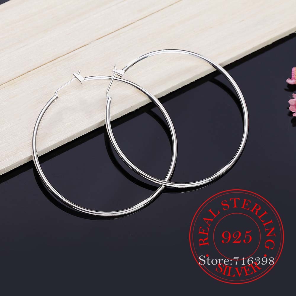 1 Paar Creolen aus 925 sterling Silber Ohrringe 50mm Ohrschmuck Ohrstecker