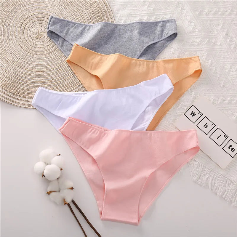 4Stk Frauen Baumwolle Tanga Höschen Sexy Schlüpfer Slip Dessous Unterwäsche