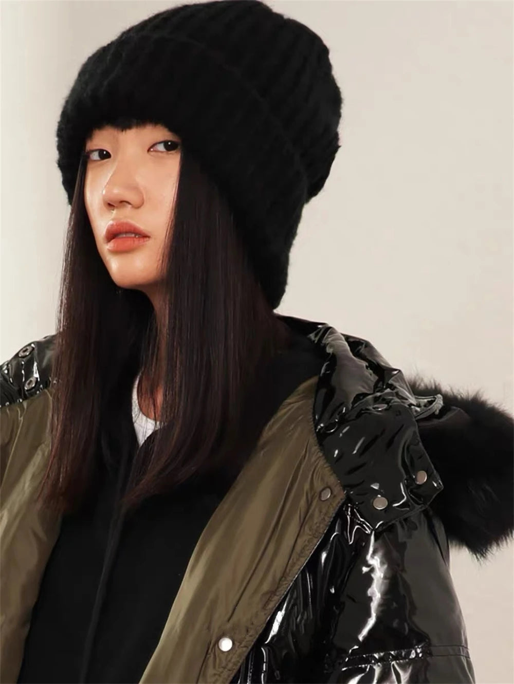 Winter Gestrickte frauen Hüte Schloss Temperatur Warme Unisex Caps Haut-freundliche Weiche Großen Kopf Woolen Beanie Kleidung Zubehör