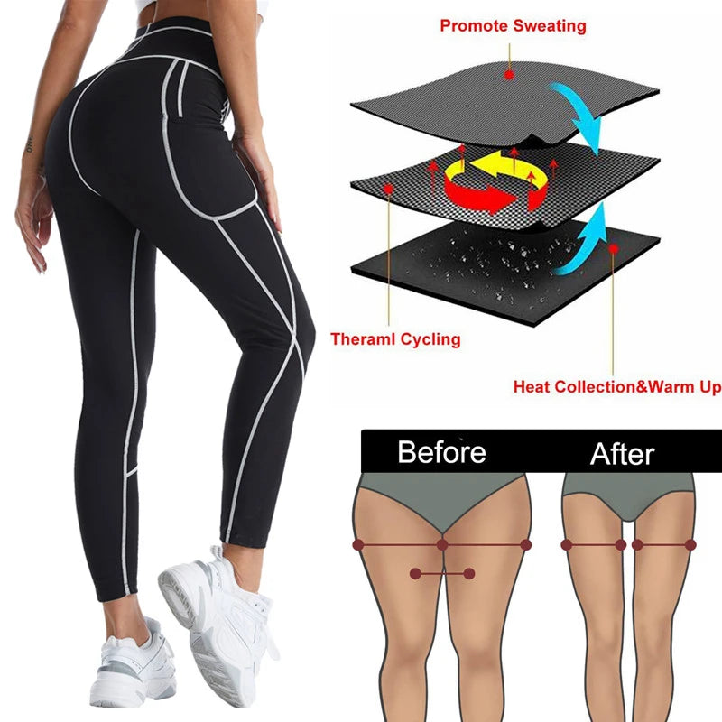Damen Sauna Weste Abnehmen Anzug Schwitz Hose Sport Shirt Polymer Fitness Yoga